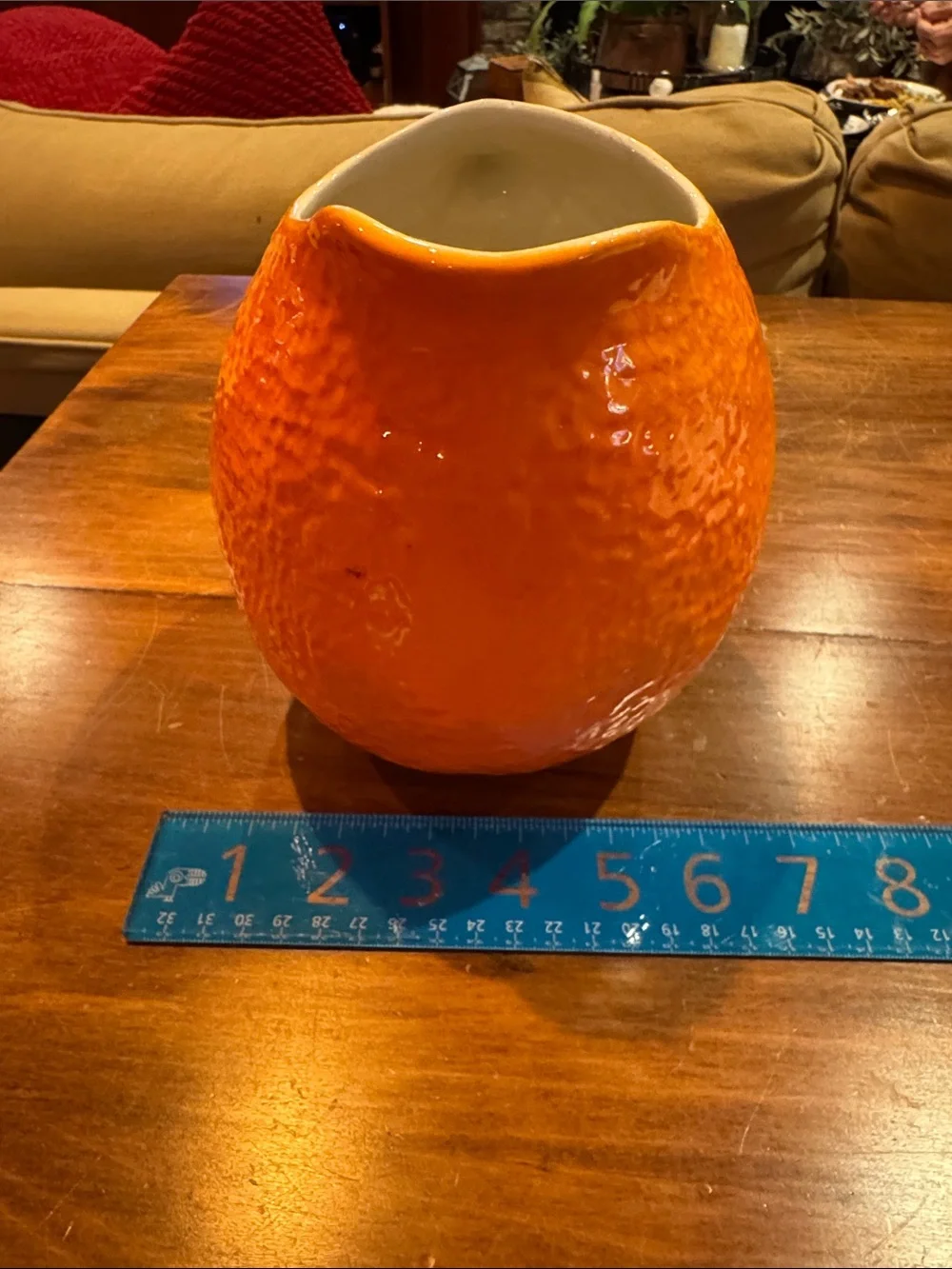 Williams Sonoma Orange Pitcher Vintage Made in Italy Beverage Leaves Cottagecore